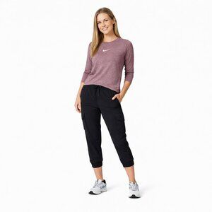 New Nike Womens Small Dri-Fit Long Sleeve Heathered Maroon Top